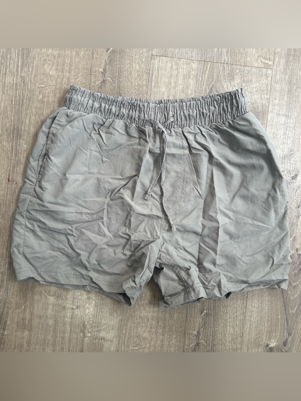 Men's Elastic-Waist Gray Swim Trunks